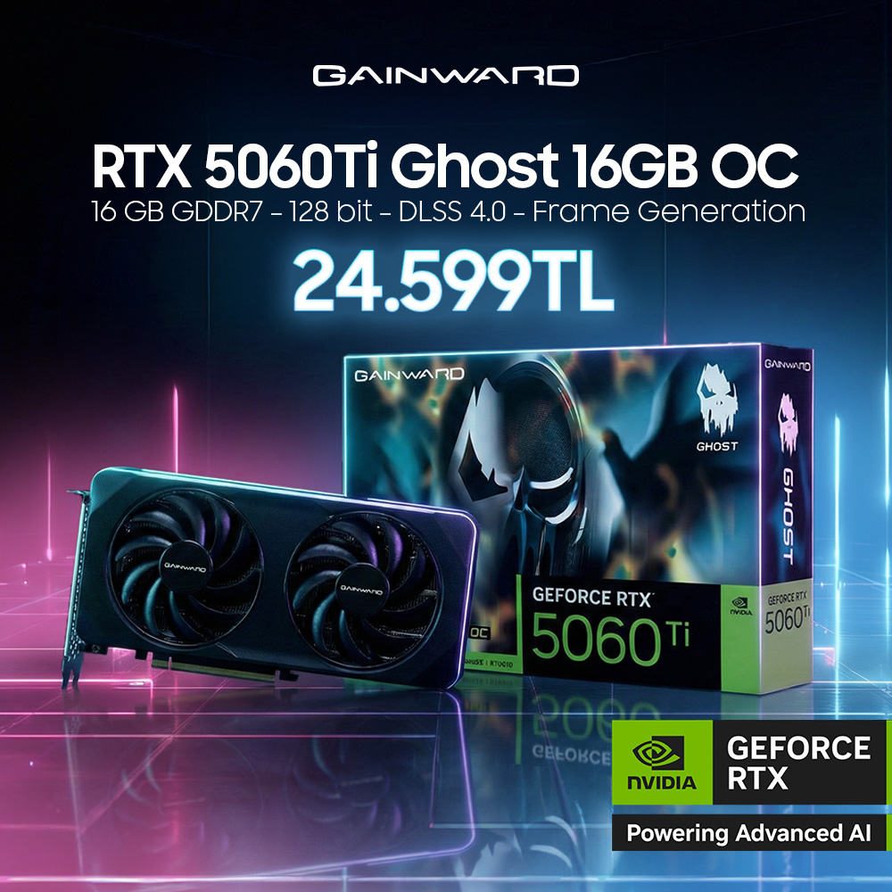 Gainward RTX5060Ti Ghost OC 16GB GDDR7 128Bit Ekran Kartı